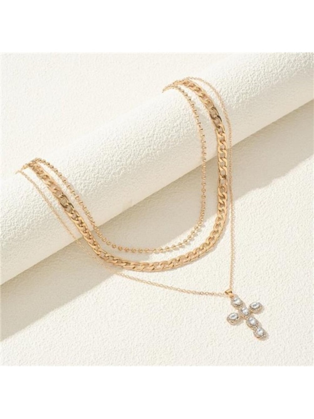 3 Set Gold Layered Necklaces for Women Statement 14K Dainty Gold Plated - Picture 2 of 5
